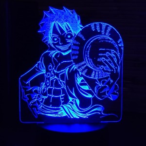 Акриловый светильник-ночник Манки Д. Луффи (Monkey D. Luffy) синий tty-n000610
