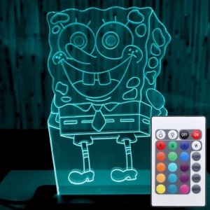Акриловий світильник-нічник з пультом 16 кольорів Губка Боб tty-n000033