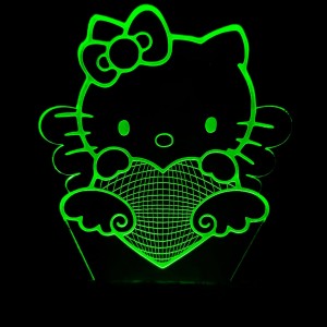 Акриловый светильник-ночник Хелоу Китти зеленый tty-n000941