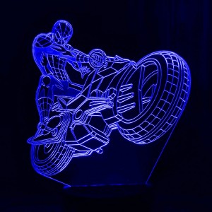 Акриловый светильник-ночник Человек-Паук мотоцикл синий tty-n001276