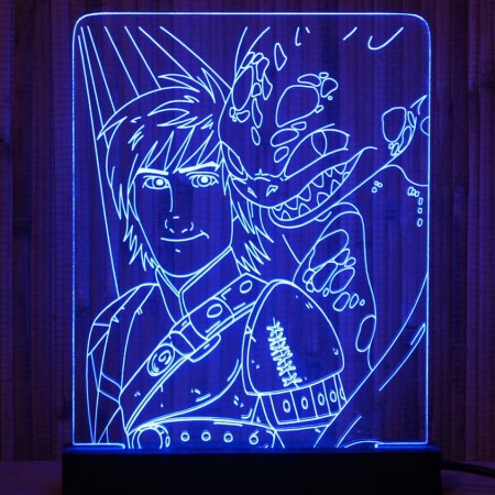 Акриловий світильник-нічник Приборкати Дракона синій tty-n000008