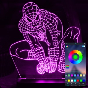 Акриловый светильник-ночник управление с телефона Человек-Паук (Spider-Man) tty-n000748
