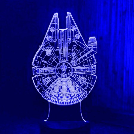 Акриловый светильник-ночник Тысячелетний Сокол (Millennium Falcon) синий tty-n000722